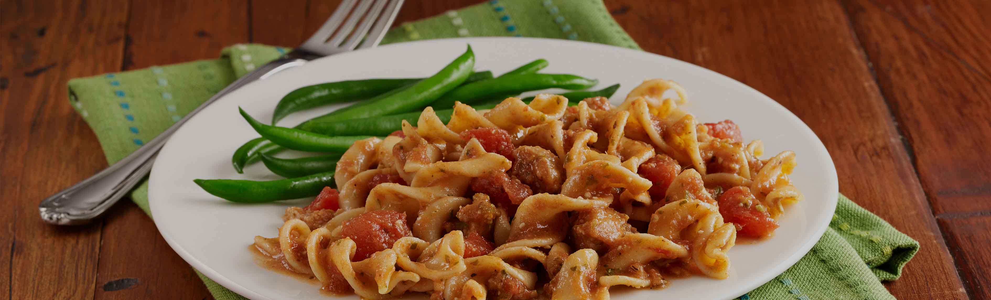 Sausage Tomato and Noodle Toss