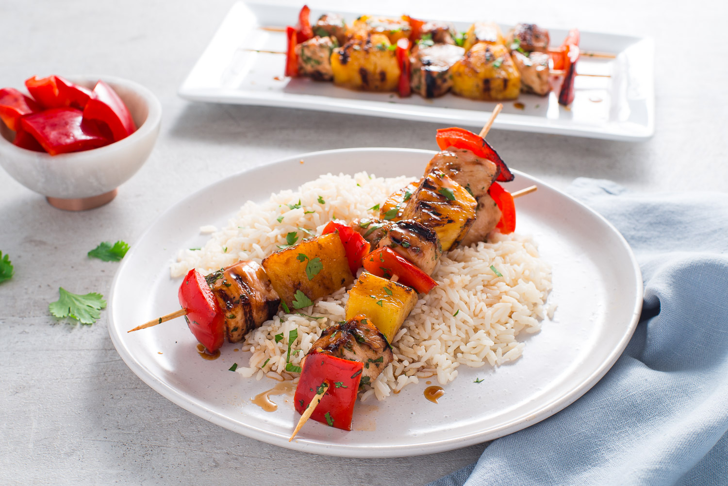 Grilled or oven-roasted, these yummy chicken kabobs are a crowd-pleasing meal that can be served as a main dish or threaded onto smaller skewers to serve as an appetizer. 