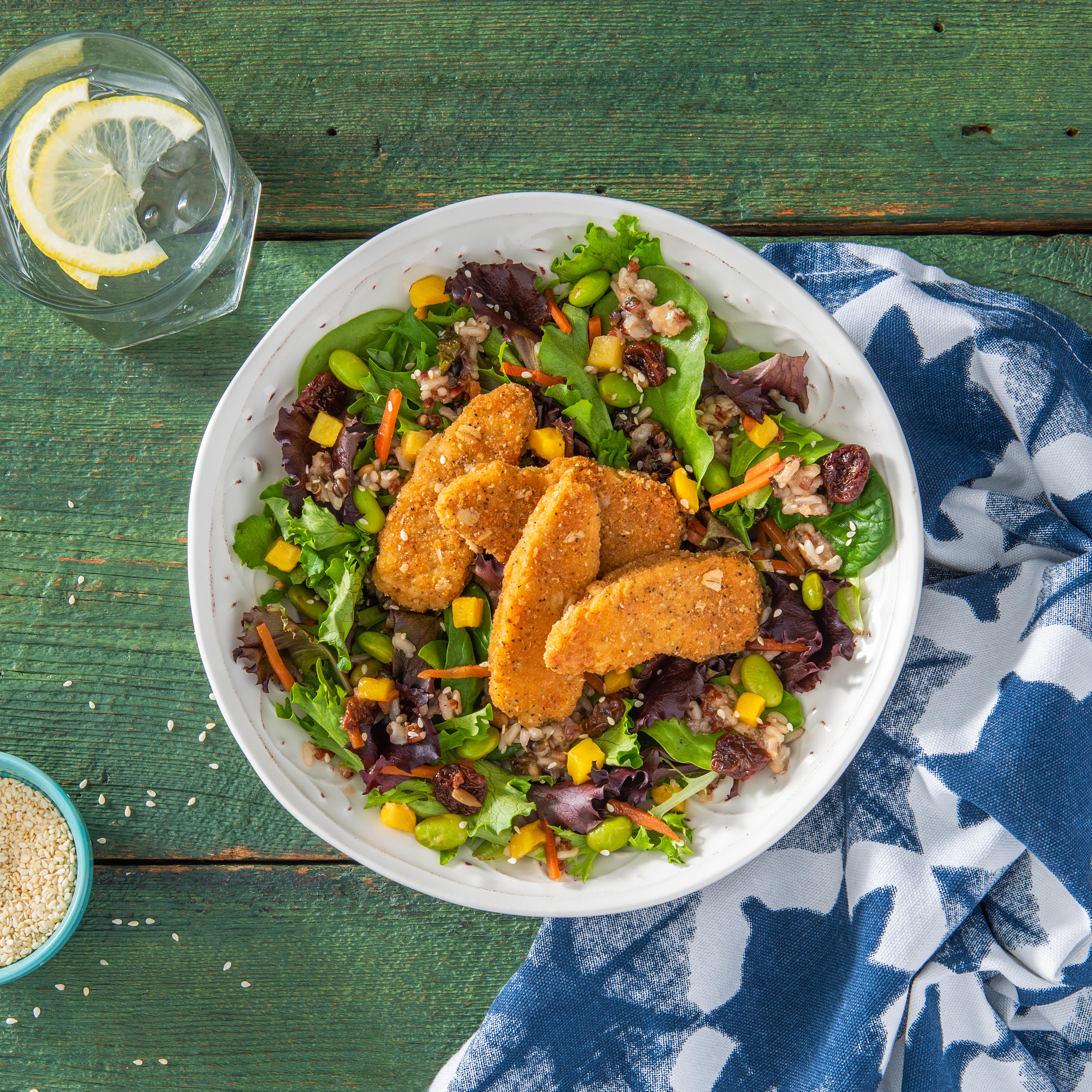 Mango and Edamame Chick’n Power Salad Bowl