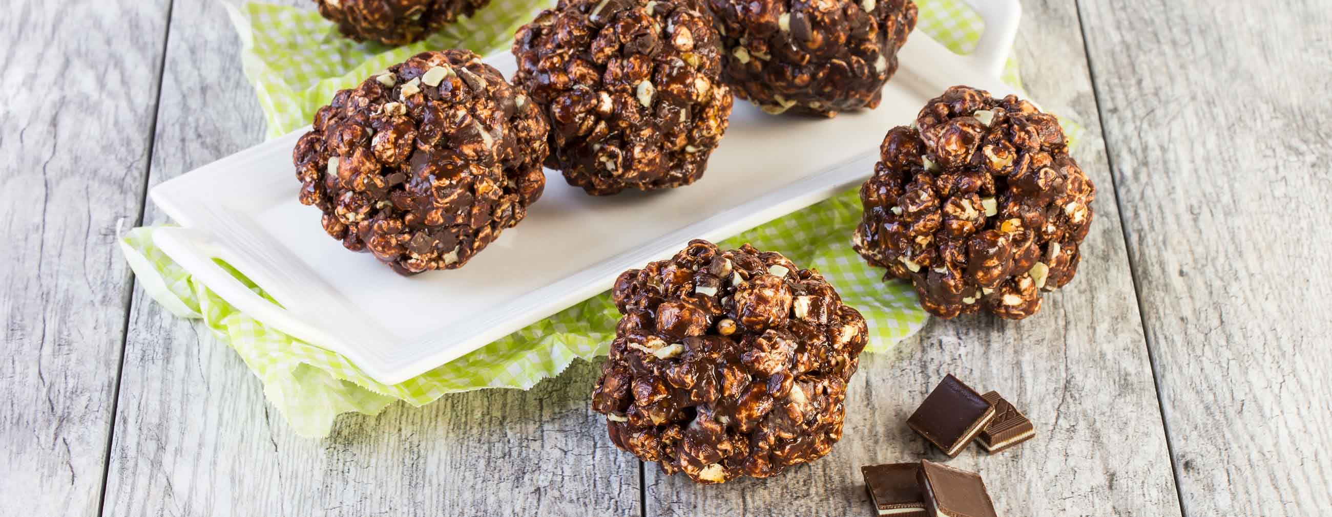 Boules de maïs éclaté à la menthe et au chocolat