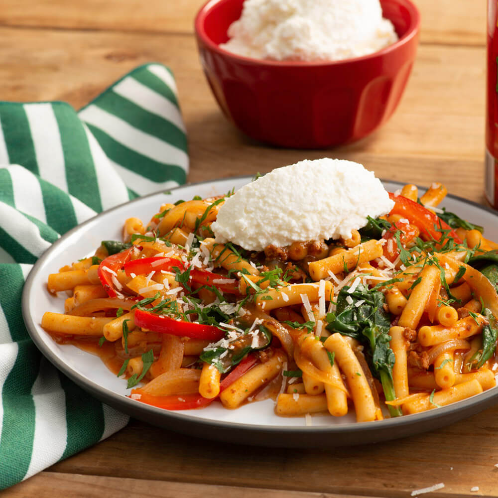 Spinach Pepper Beefaroni