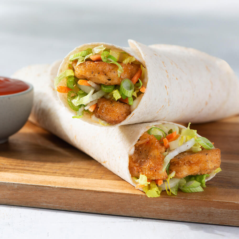 Roulé de végé-poulet miel et sriracha