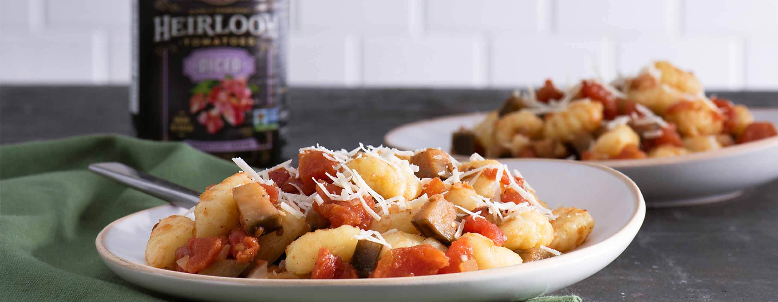 Ragoût d’aubergine avec gnocchi